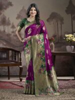 Purple Color Lichi Silk Saree