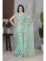 Sea Green Color Butterfly Net Saree