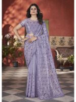 Lavender Color Tissue Net Saree