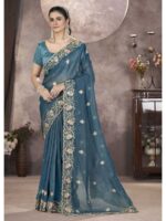 Blue Color Gold Crunchy Saree