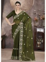 Green Color Gold Crunchy Saree