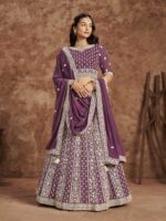 Purple Color Faux Georgette Lehenga Choli