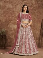 Brown Color Faux Georgette Lehenga Choli