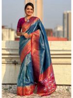 Blue Color Jari Tissue Saree