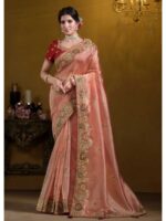 Orange Color Twill Tissue Saree