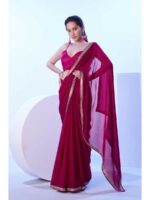 Pink Color Satin Moss Saree