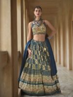 Teal Blue Color Smooth Silk Lehenga Choli