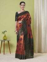 Orange Color Banarasi Silk Saree
