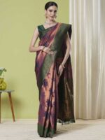 Wine Color Banarasi Silk Saree