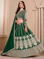 Green Color Shimmer Silk Lehenga Choli