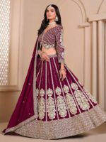 Burgundy Color Shimmer Silk Lehenga Choli