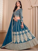 Teal Blue Color Shimmer Silk Lehenga Choli