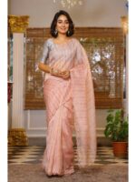 Peach Color Organza Saree