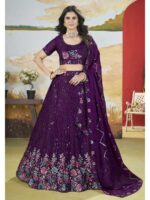 Purple Color Chinon Lehenga Choli