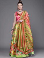Parrot Green Color Satin Silk Lehenga Choli