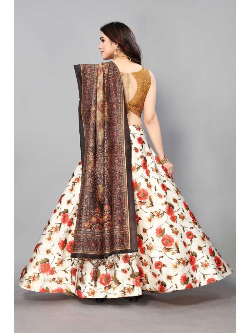 Cream Color Satin Silk Lehenga Choli - Image 2