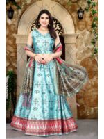 Sky Blue Color Satin Silk Lehenga Choli