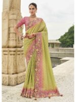 Green Color Viscose Tissue Silk Saree