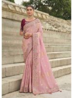 Pink Color Viscose Tissue Silk Saree