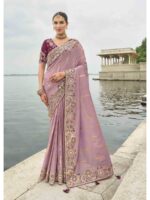 Purple Color Viscose Tissue Silk Saree