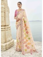 Peach Color Viscose Tissue Silk Saree