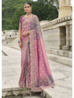 Pink Color Viscose Tissue Silk Saree