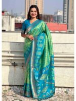 Sea Green Color Patola Silk Saree