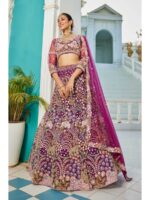 Burgundy Color Net Lehenga Choli