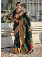 Bottel Green Color Soft Silk Saree