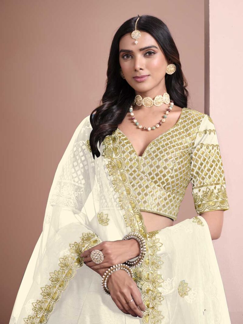 Off White Color Art Silk Lehenga Choli - Image 3