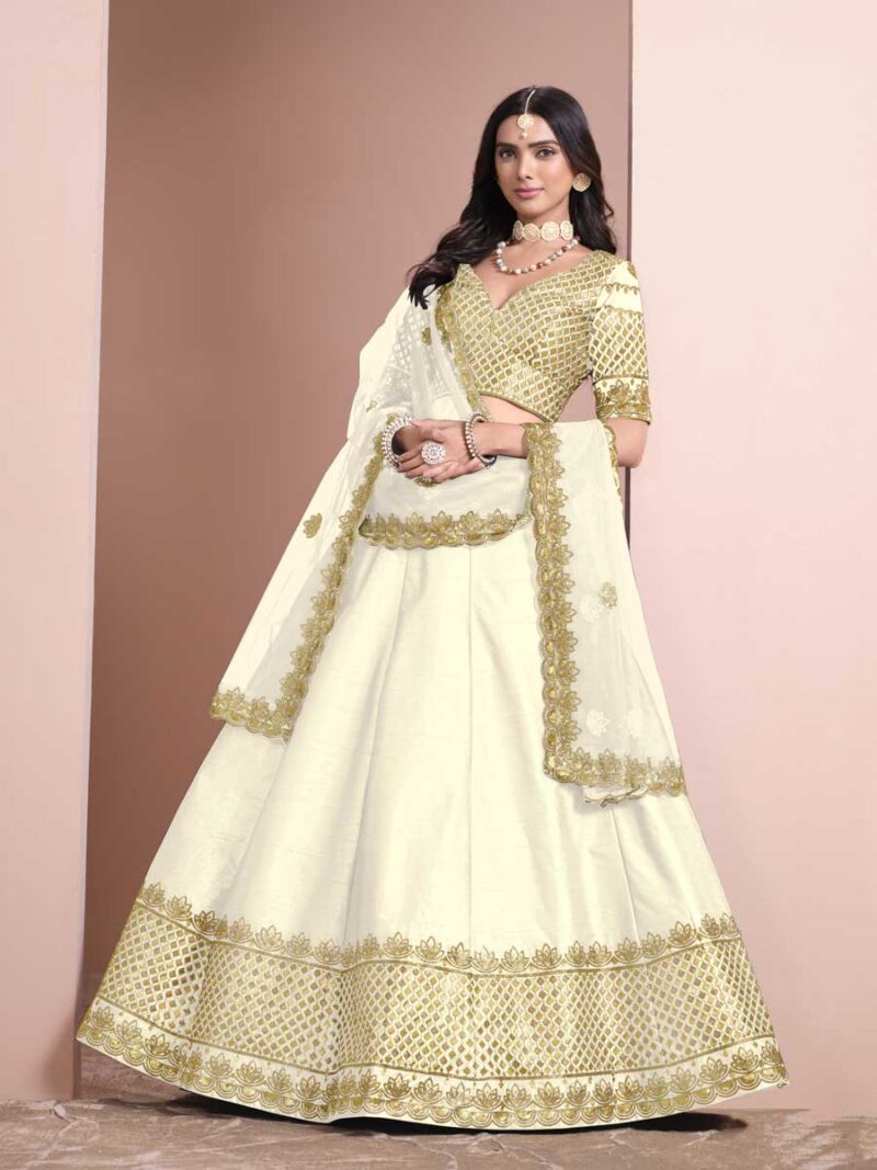 Off White Color Art Silk Lehenga Choli - Image 2