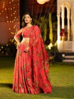 Gajri Color Air Tex Chinon Lehenga Choli