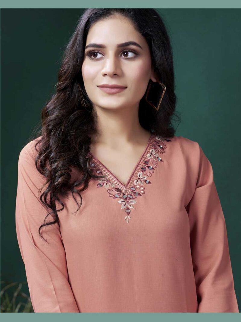 Orange Color Kurti Set - Image 2