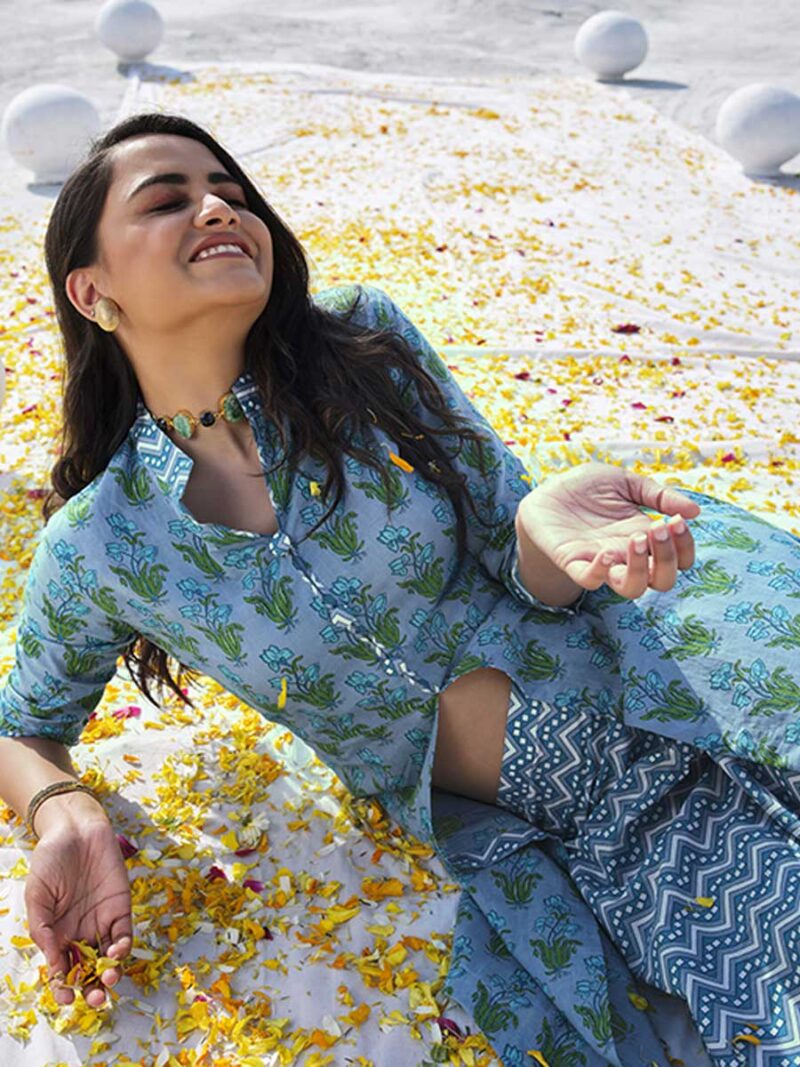 Blue Color Kurti Set - Image 3