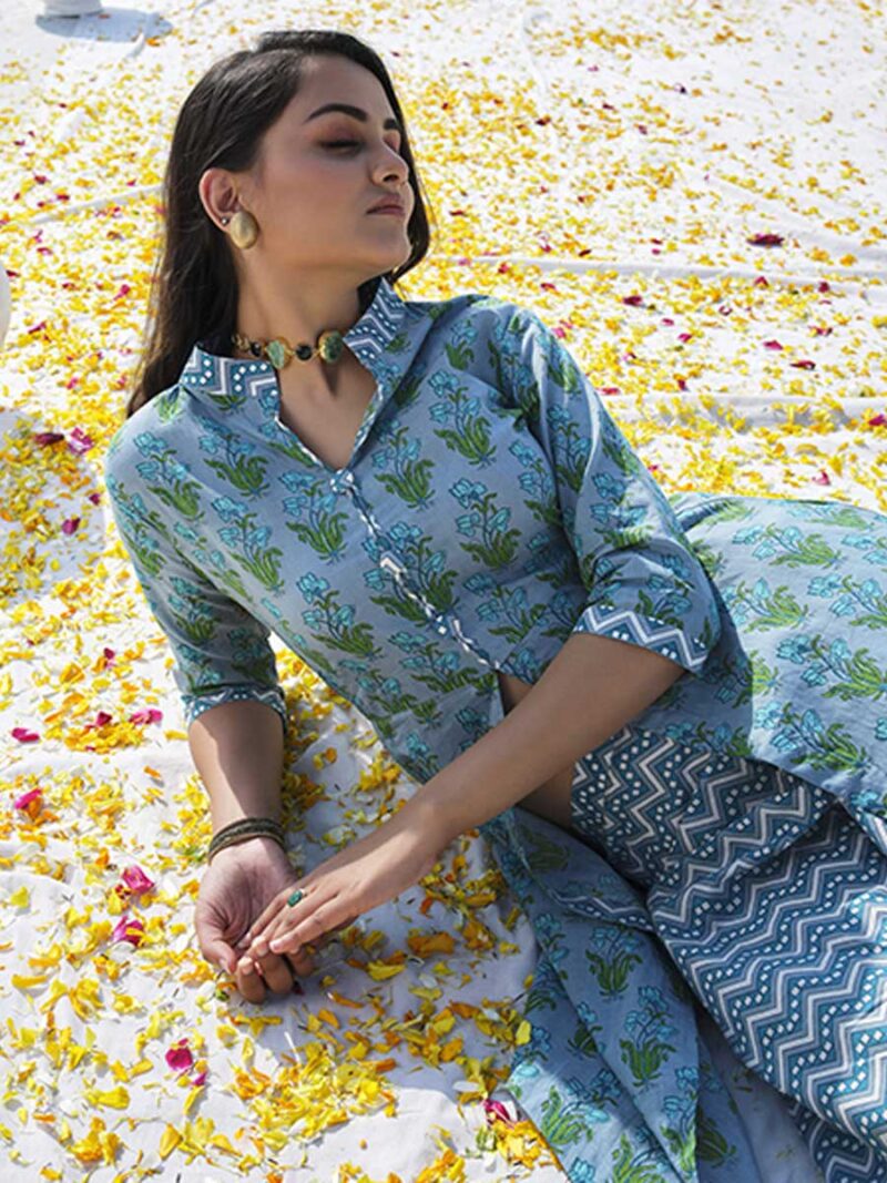 Blue Color Kurti Set - Image 4