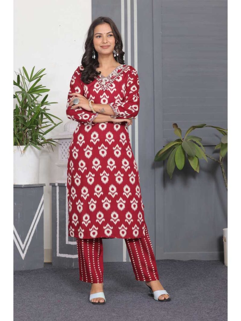 Red Color Kurti Set - Image 3