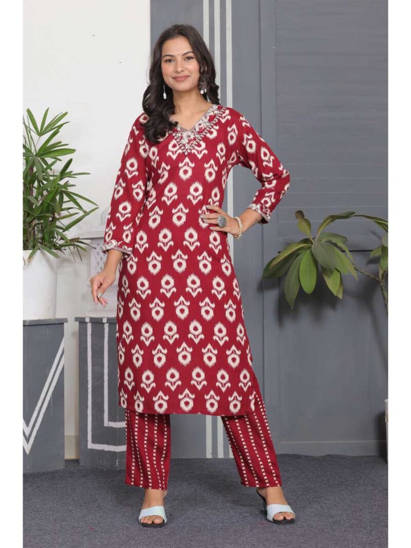 Red Color Kurti Set