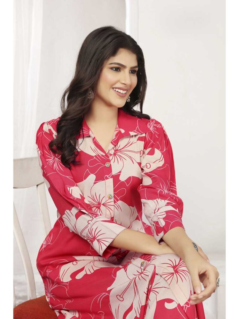 Red Color Kurti Set - Image 2