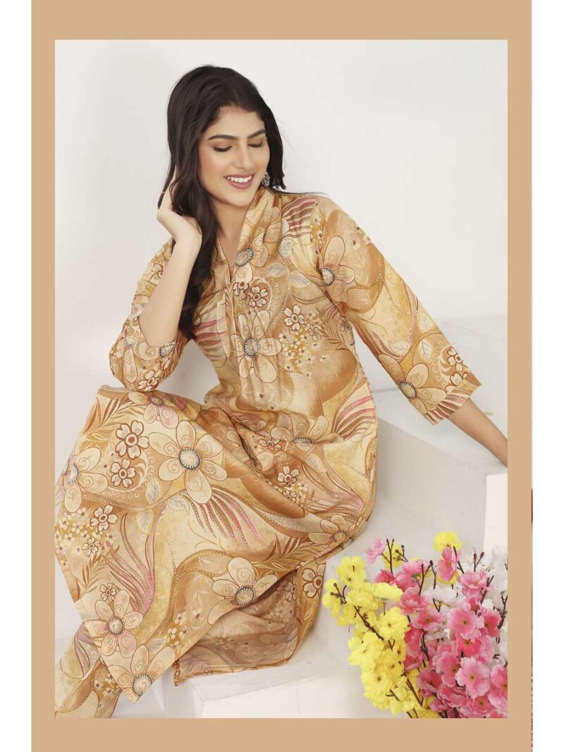 Beige Color Kurti Set - Image 2