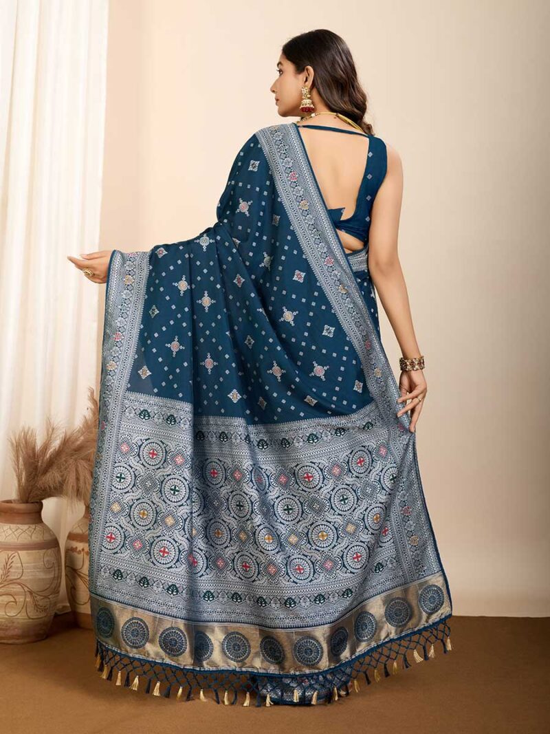 Teal Blue Color Teal Blue Saree - Image 2