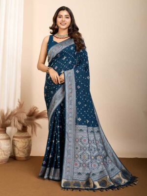 Teal Blue Color Teal Blue Saree
