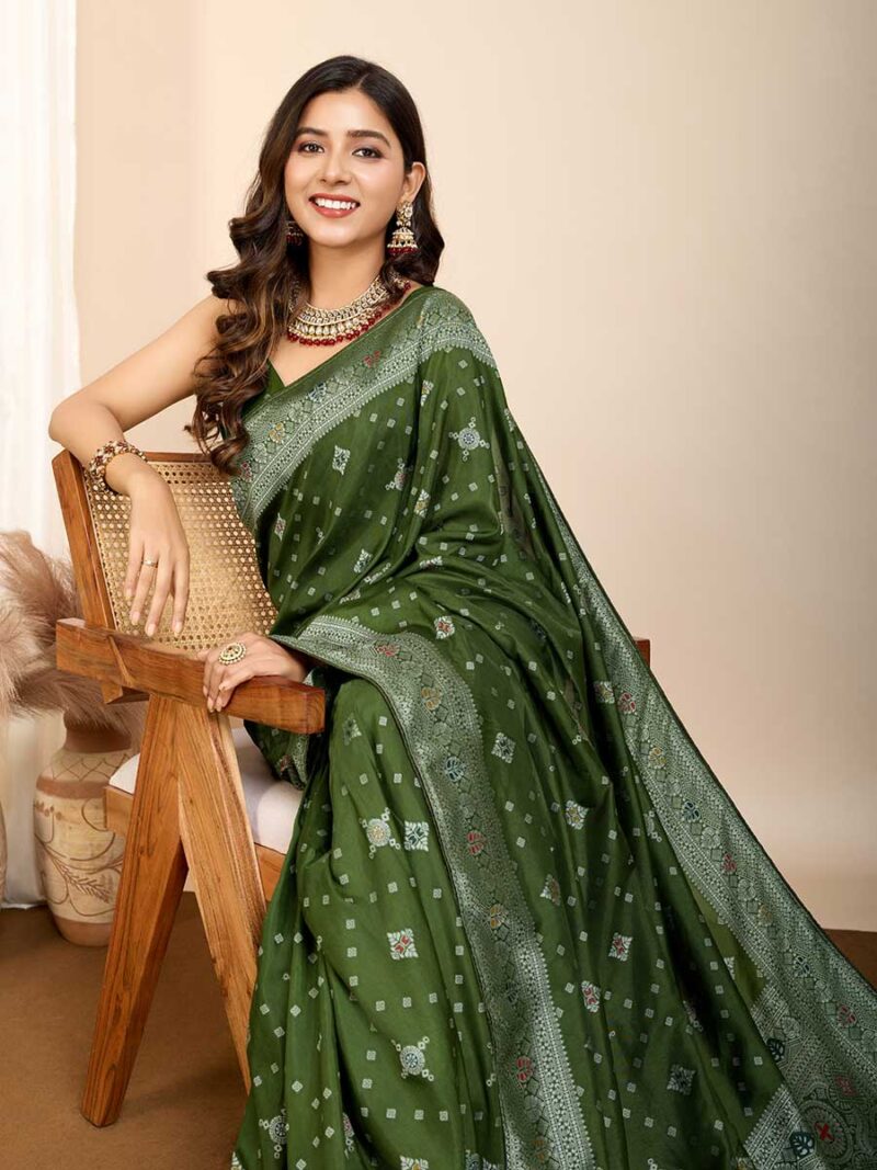 Olive Color Olive Saree - Image 3