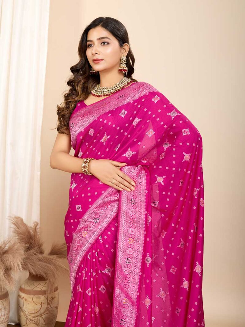 Pink Color Pink Saree - Image 3