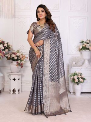 Grey Color Grey Saree