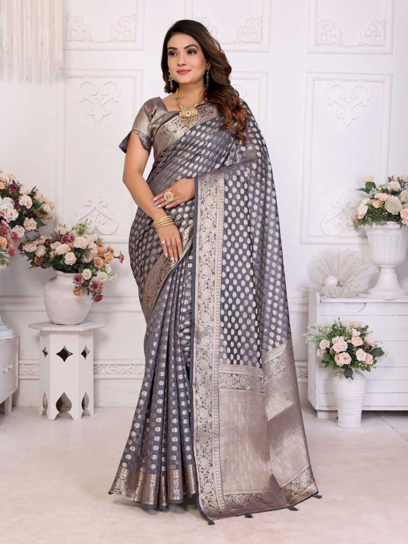Grey Color Grey Saree