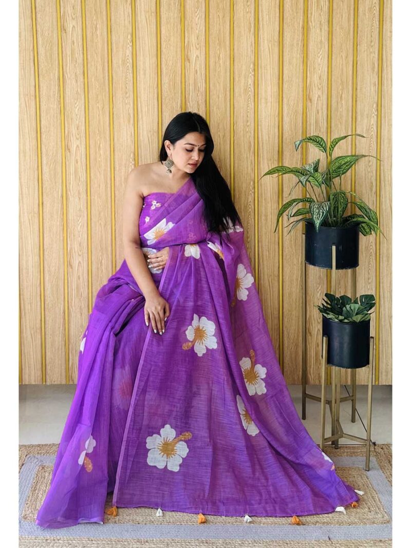 Lavender Color Lavender Saree - Image 2