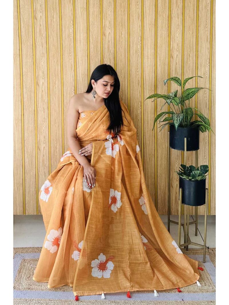Orange Color Orange Saree - Image 2