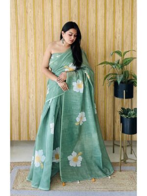 Green Color Green Saree