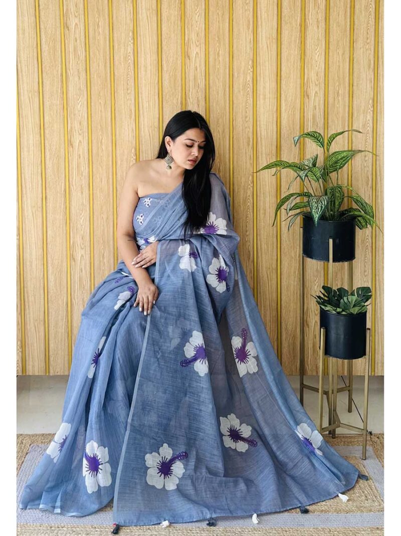 Blue Color Blue Saree - Image 2