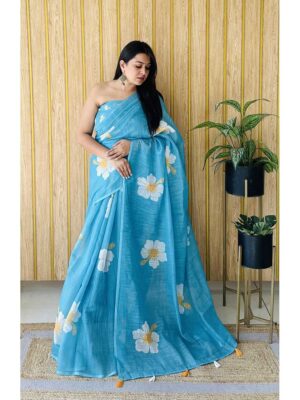 Firozi Color Firozi Saree